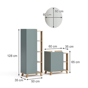 Vicco Set di mobili da bagno Grigio-blu 3 parti
