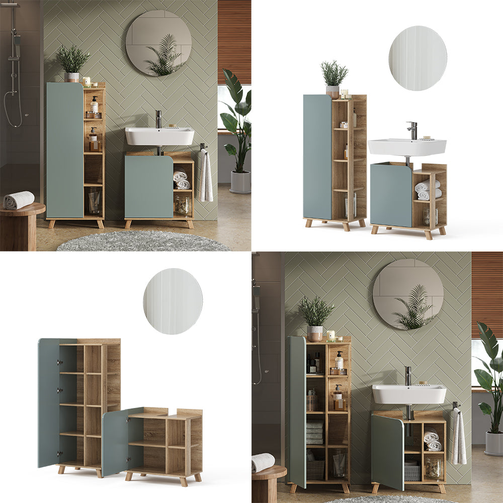 Vicco Set di mobili da bagno Grigio-blu 3 parti