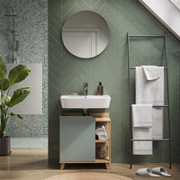 Vicco Mobiletto per lavabo Grigio-blu 60 x 65 cm con porta e vani aperti