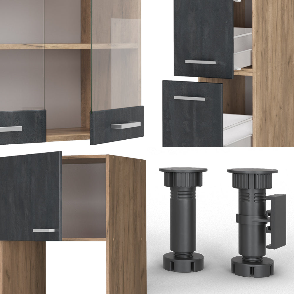 Vicco Cucina completa  Calcestruzzo nero/quercia dorata 350 cm , PL Antracite