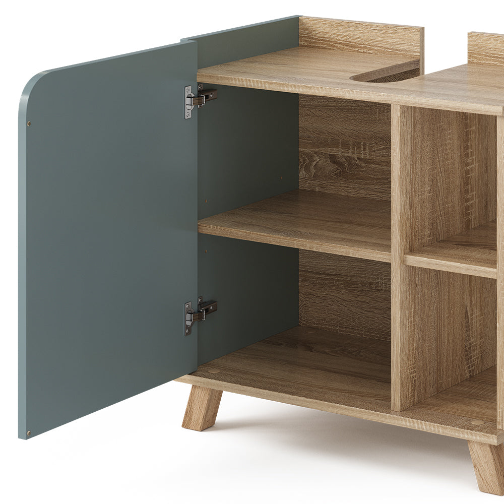 Vicco Mobiletto per lavabo Grigio-blu 60 x 65 cm con porta e vani aperti