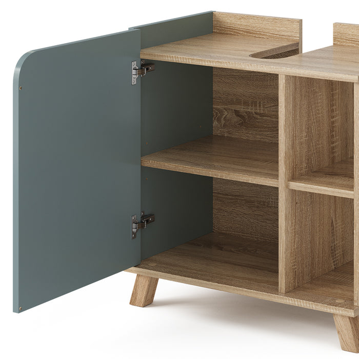 Vicco Mobiletto per lavabo Grigio-blu 60 x 65 cm con porta e vani aperti