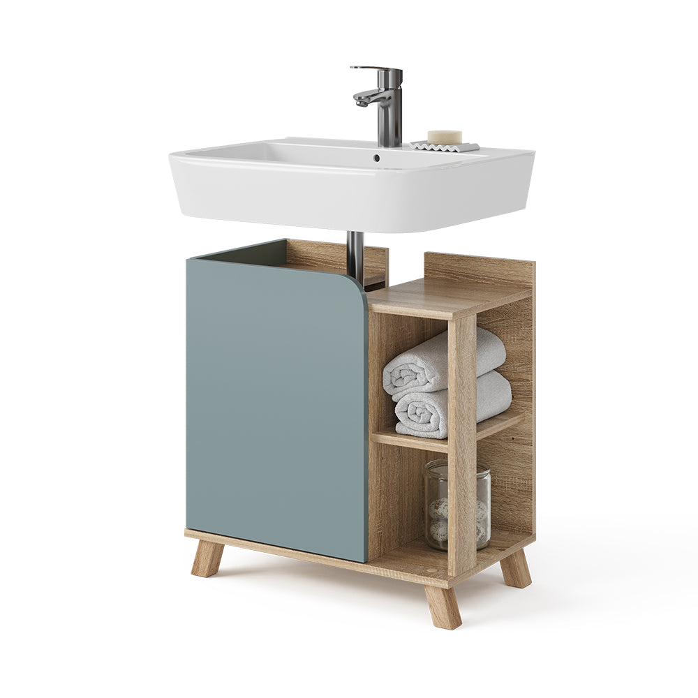 Vicco Mobiletto per lavabo Grigio-blu 60 x 65 cm con porta e vani aperti