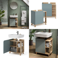 Vicco Mobiletto per lavabo Grigio-blu 60 x 65 cm con porta e vani aperti