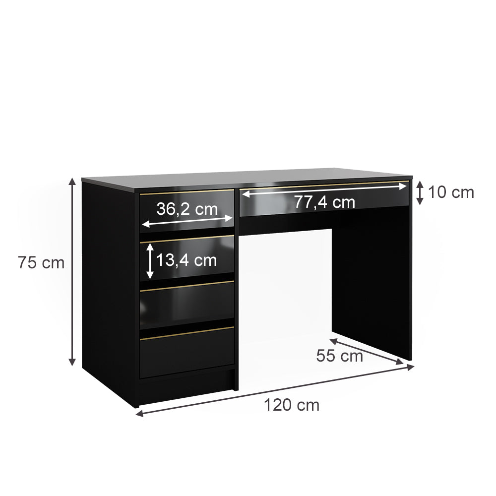 Vicco Tavolo da toilette Nero/oro 55 cm Senza specchio