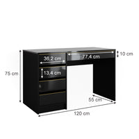 Vicco Tavolo da toilette Nero/oro 55 cm Senza specchio