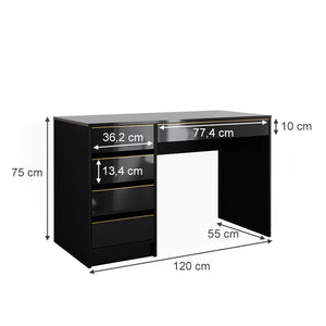 Vicco Tavolo da toilette Nero/oro 55 cm Senza specchio