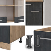 Vicco Cucina monoblocco Calcestruzzo nero/quercia dorata 140 cm PL Rovere