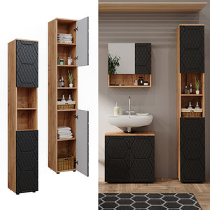 Vicco Mobiletto da bagno Antracite a righe 30 x 192 cm