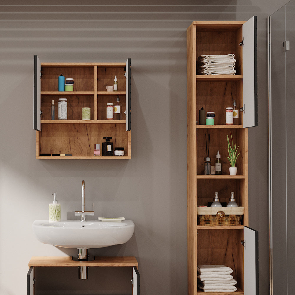 Vicco Mobiletto da bagno Antracite a righe 30 x 192 cm