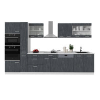 Vicco Cucina componibile Nero cemento/bianco 350 cm senza piano di lavoro