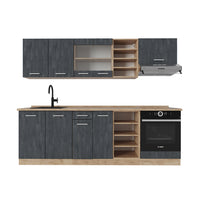 Vicco Cucina componibile Calcestruzzo nero/quercia dorata 240 cm PT Rovere