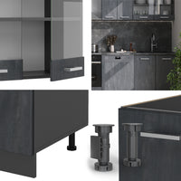 Vicco Cucina componibile Calcestruzzo nero/antracite 300 cm PL Marmo