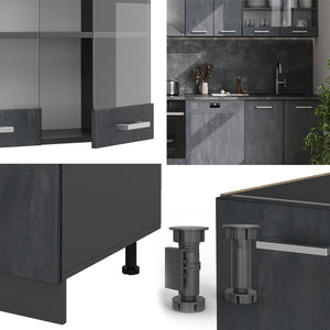 Vicco Cucina componibile Calcestruzzo nero/antracite 300 cm PL Rovere