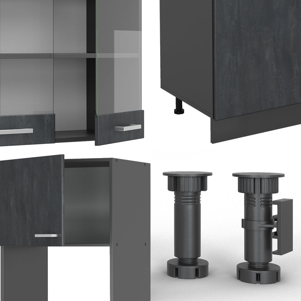 Vicco Cucina componibile Calcestruzzo nero/antracite 300 cm PL Antracite