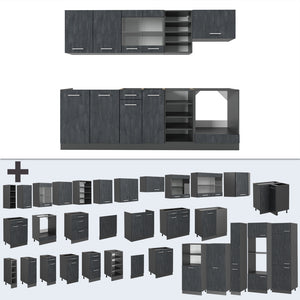 Vicco Cucina componibile Calcestruzzo nero/antracite 240 cm senza piano di lavoro