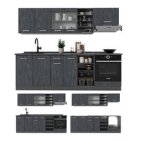 Vicco Cucina componibile Calcestruzzo nero/antracite 240 cm PL Rovere