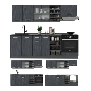 Vicco Cucina componibile Calcestruzzo nero/antracite 240 cm PL Rovere