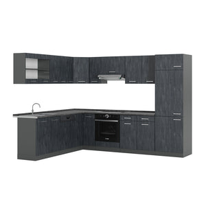 Vicco Cucina angolare completa Calcestruzzo nero/antracite 227 x 287 cm PL Antracite
