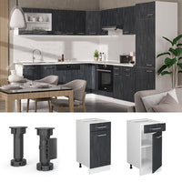 Vicco Mobiletto base per cucina Calcestruzzo nero 40 cm senza piano di lavoro