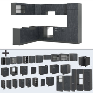 Vicco Cucina angolare completa Calcestruzzo nero/antracite 227 x 287 cm PL Marmo