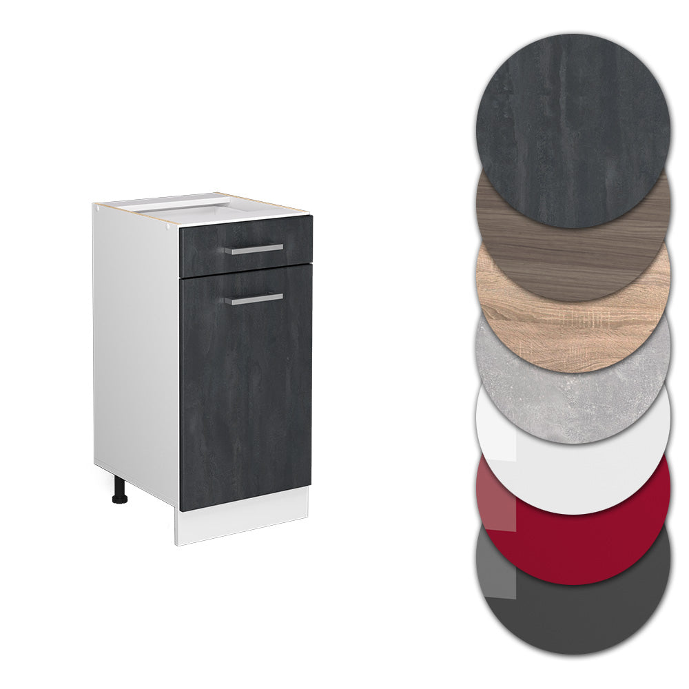 Vicco Mobiletto base per cucina Calcestruzzo nero 40 cm PL Rovere