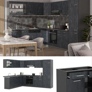 Vicco Cucina angolare completa Calcestruzzo nero/antracite 227 x 287 cm PL Antracite