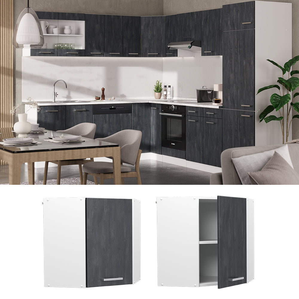 Vicco Mobile angolare da cucina Calcestruzzo nero 57 cm