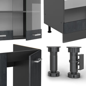 Vicco Cucina angolare completa Calcestruzzo nero/antracite 227 x 287 cm PL Marmo