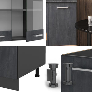 Vicco Cucina monoblocco Calcestruzzo nero/antracite 140 cm PL Rovere