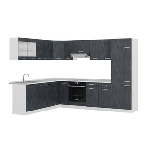 Vicco Cucina angolare completa Nero cemento/bianco 227 x 287 cm PL Marmo