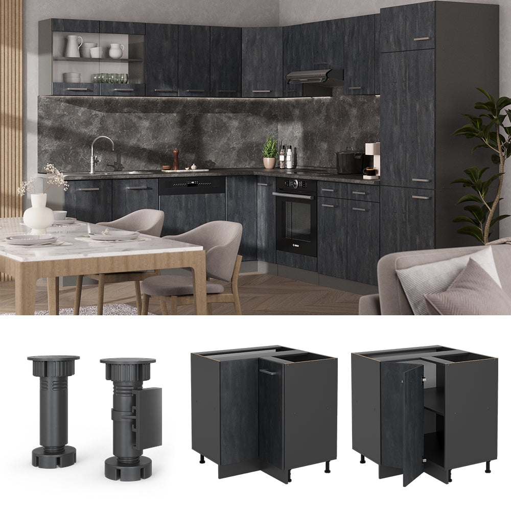Vicco Mobile ad angolo cucina Calcestruzzo nero 75.6 cm senza piano di lavoro