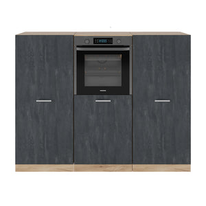 Vicco Cucine componibili piccole Calcestruzzo nero/quercia dorata 180 cm Senza piano di lavoro