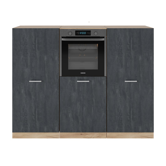 Vicco Cucine componibili piccole Calcestruzzo nero/quercia dorata 180 cm Senza piano di lavoro