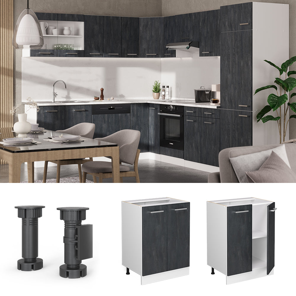 Vicco Mobiletto base cucina Calcestruzzo nero 60 cm PL Antracite