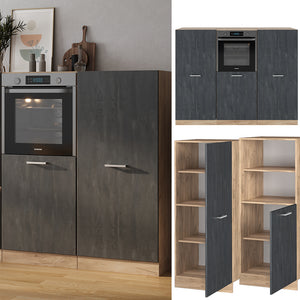 Vicco Cucine componibili piccole Calcestruzzo nero/quercia dorata 180 cm Senza piano di lavoro