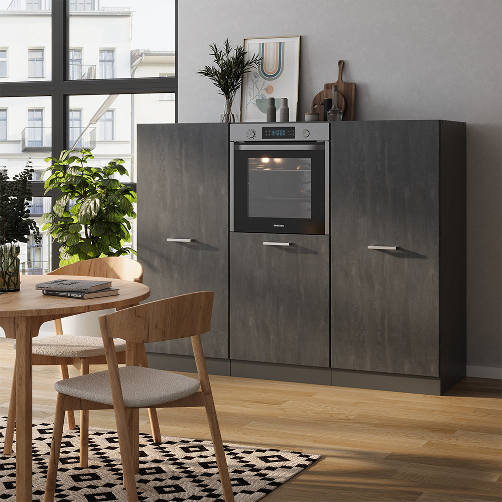 Vicco Cucine componibili piccole Calcestruzzo nero/antracite 180 cm Senza piano di lavoro