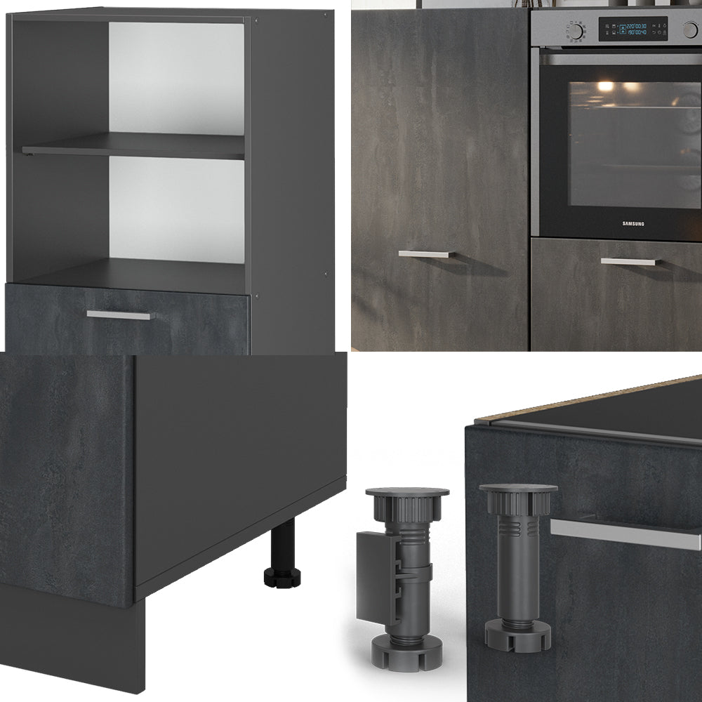 Vicco Cucine componibili piccole Calcestruzzo nero/antracite 180 cm Senza piano di lavoro