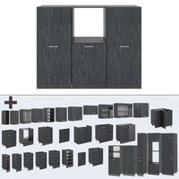 Vicco Cucine componibili piccole Calcestruzzo nero/antracite 180 cm Senza piano di lavoro