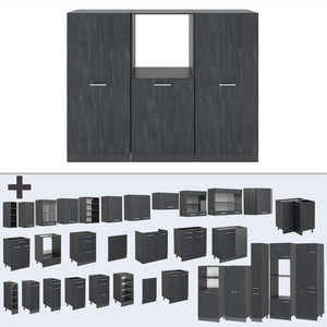 Vicco Cucine componibili piccole Calcestruzzo nero/antracite 180 cm Senza piano di lavoro