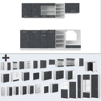 Vicco Cucina componibile Nero cemento/bianco 240 cm PT Rovere