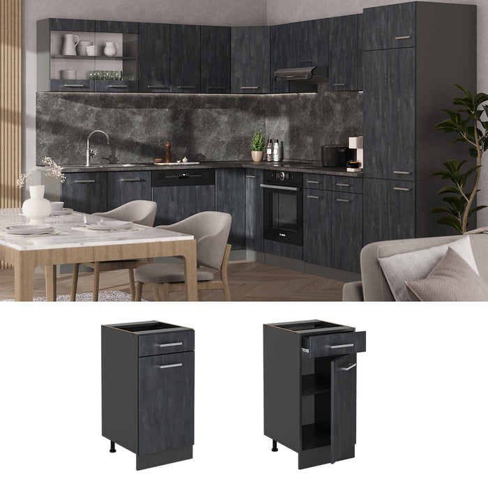 Vicco Mobiletto base per cucina Calcestruzzo nero 40 cm PL Marmo