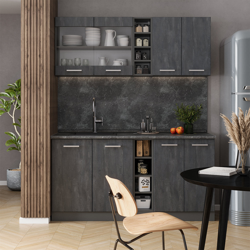 Vicco Cucina completa Calcestruzzo nero/antracite 160 cm PL Antracite