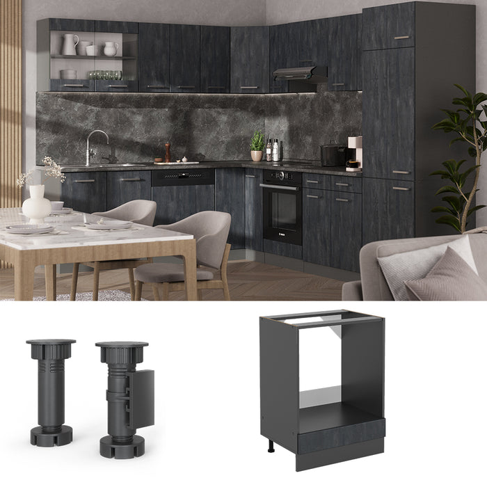 Vicco Mobile per forno da incasso Calcestruzzo nero 60 cm PL Marmo