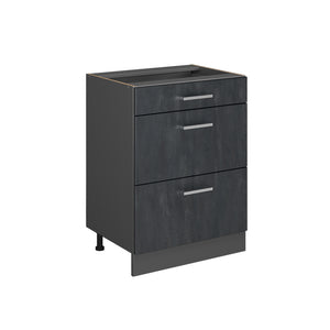 Vicco Mobiletto base per cucina Calcestruzzo nero 60 cm senza piano di lavoro