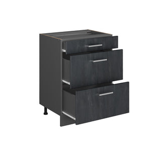 Vicco Mobiletto base per cucina Calcestruzzo nero 60 cm senza piano di lavoro