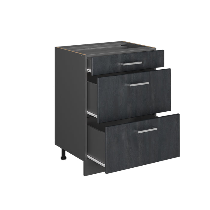 Vicco Mobiletto base per cucina Calcestruzzo nero 60 cm senza piano di lavoro