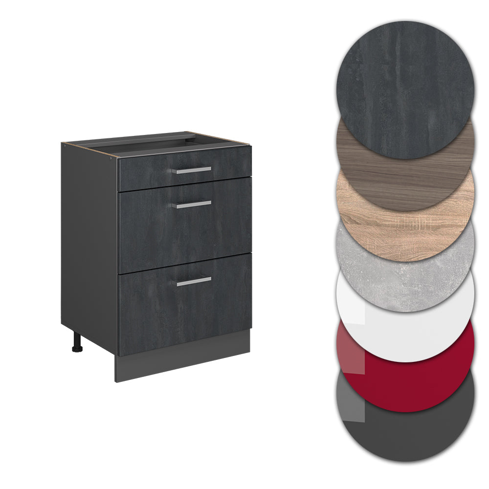 Vicco Mobiletto base per cucina Calcestruzzo nero 60 cm PT Rovere