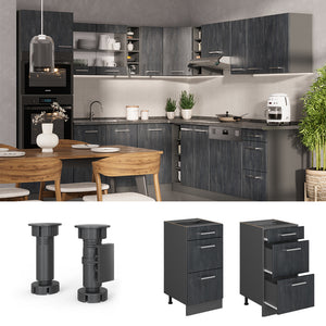 Vicco Mobiletto base per cucina Calcestruzzo nero 40 cm senza piano di lavoro