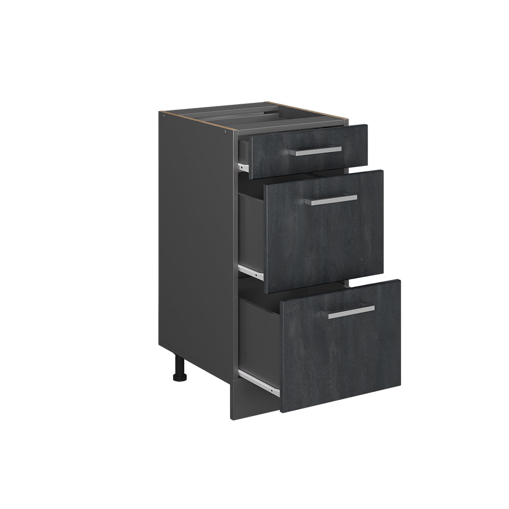 Vicco Mobiletto base per cucina Calcestruzzo nero 40 cm senza piano di lavoro